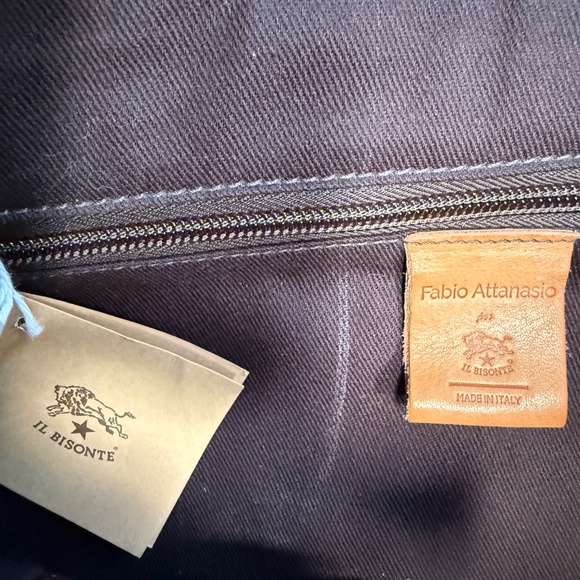 IL Bisonte Brown Leather and Olive Canvas Men's Backpack - Picture 9 of 10